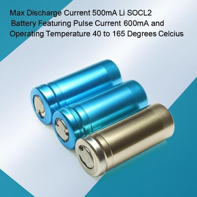Max Discharge Current 500mA Li SOCL2 Battery Battery Featuring Pulse Current 600mA and Operating Temperature 40 to 165 Degrees Celsius