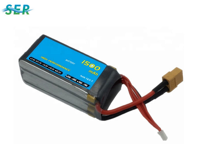 Bộ pin xe hơi RC 1500 mah 14.8v 70c, Pin máy bay RC Vòng đời 800