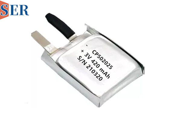 CP502025 Li-MnO2 Túi đựng pin siêu mỏng mềm Pin 550mAh Tuổi thọ cao để theo dõi động vật