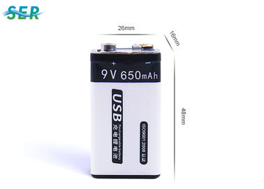 Bộ pin Lithium 9V dung lượng cao 650mAh có thể sạc lại cho đồng hồ đo / báo cháy